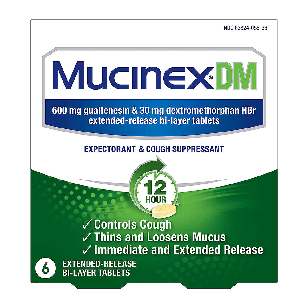 Mucinex DM 12 Hour Expectorant and Cough Suppressant Tablets, 6 Ea